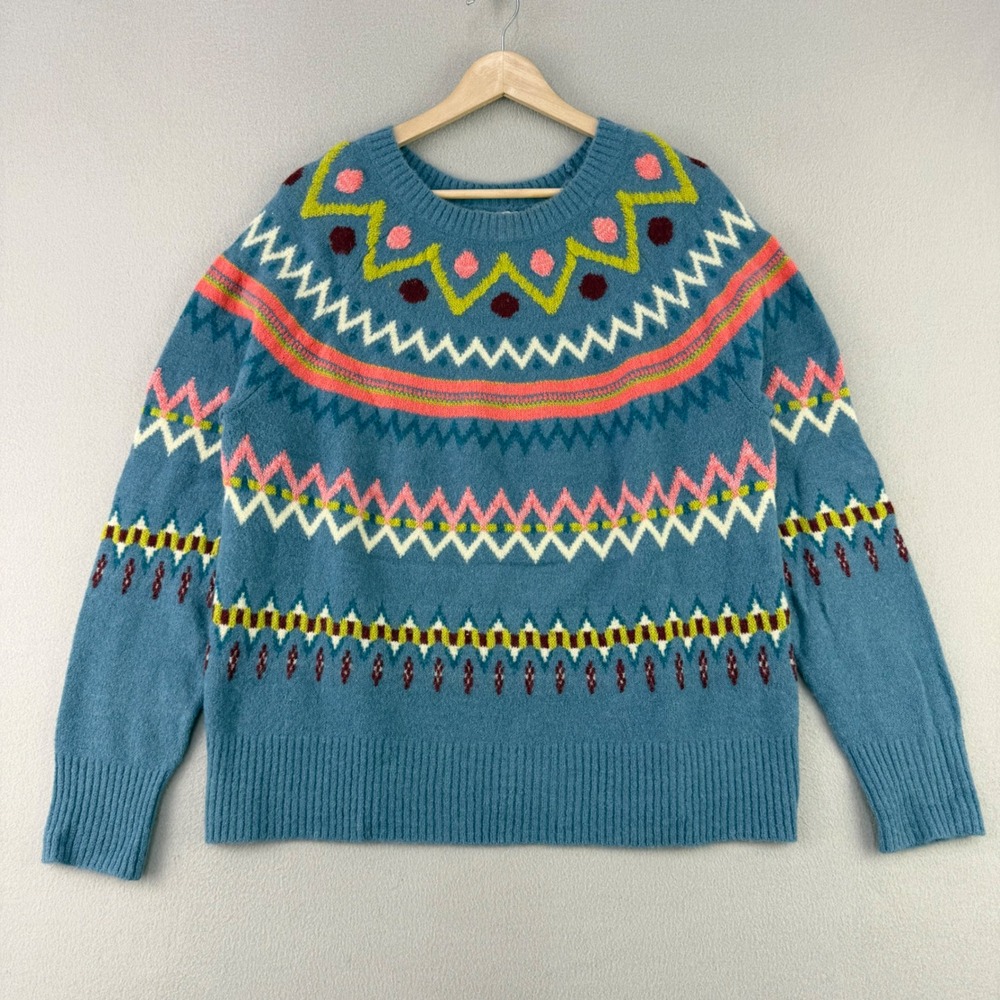Sundance Sweater Womens L Fair Isle Wool Alpaca Colorful Boho Avant Garde Artsy